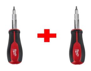 Jgo. 2 Destornilladores C/11 Puntas Multiples (Phillips/ Ranurado/Cuadrado/Tork Y Tuerca) Milw...