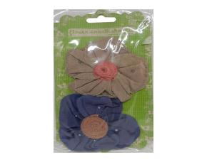 Pk.2 Flores De Tela Morada Beig