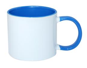 Taza Doble Tono 11 Onz Azul Claro Manilla Y Fondo