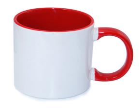 Taza Doble Tono 11 Onz Rojo Manilla Y Fondo