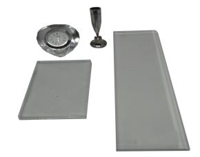 Cristal Con Porta Retrato Y Boligrafo Para Escritorio