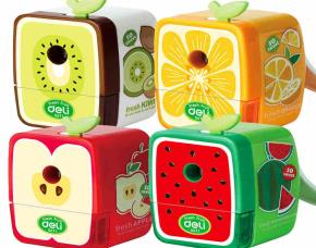 Caja 72Pcs Sacapunta Plast. Diseño Manzana 4 Colores