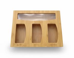 Caja Organizadora De Bolsas Plasticas De Bambu (4 Compatimientos)