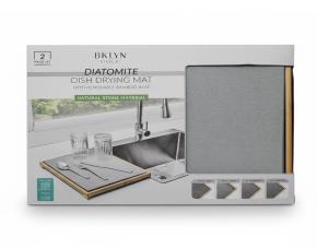 TAPETE DE SECADO DE PIEDRA BLANCO CON BASE DE BAMB...