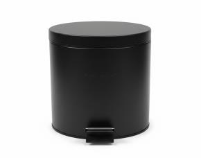 Basurero 5L Redondo Metalico Con Pedal, Negro