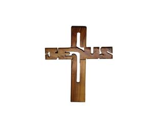 Cruz Mad. 20 Cm C/Letra Jesus(Cross 20Cm Jesus)