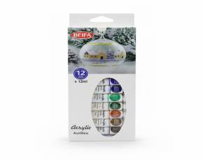 Set De 12 Colores De Acrilicos 12 Ml