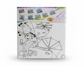 Canva 15X20 Cm Con Dibujo +Temperas 4 Colores  Y Pincel E5308(15X20)