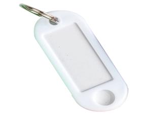 Paquete 100 Llaveros Plast.blanco C/Argolla 58X23Mm