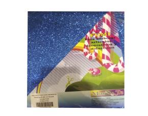 PAQ.12 FOMI SURTIDO COLORES ESCARCHADO C/ADHESIVO TAMAÑO CARTA