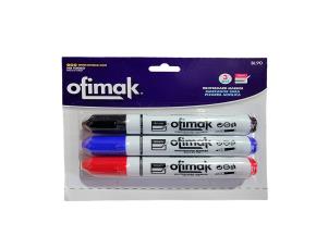 Set De 3 Marcadores P/Pizarra (Negro/Azul/Rojo) Ofimak