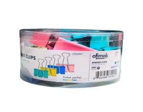 Pack 12Pcs Sujeta Papel Colores Pastel 51Mm Ofimak