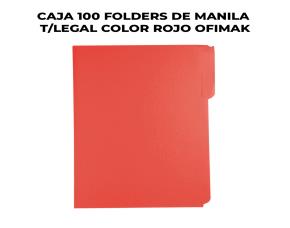 CAJA 100 FOLDERS DE MANILA T/LEGAL COLOR ROJO OFIM...