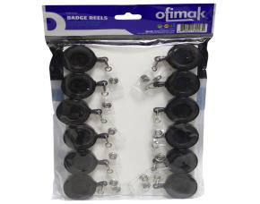 Paquete De 12 Porta Carnet Tipo Yoyo Redondo Ofimak Color Negro