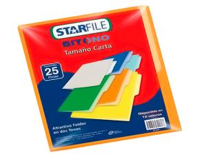 PAQUETE 25 FOLDERS BITONO COLOR NARANJA TAMAÑO CARTA 8-1/2\