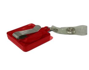 CLIP TRANSP.ROJO P/CARNET TIPO YOYO CUADRADO
