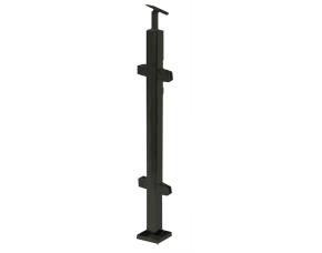 Poste Doble Cuadrado Para Barandal Acero Inox 304 Negro Mate Con 4 Soportes Solido Para Vidrio...