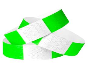 PAQUETE 100 PULSERAS 1\" PAPEL VERDE NEON