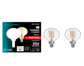 Paq. 2 Bombillos Led 7W=60W G16.5 C/Filamento Regulable, Warm White, 500Lums, 2200K, E12, Ecos...