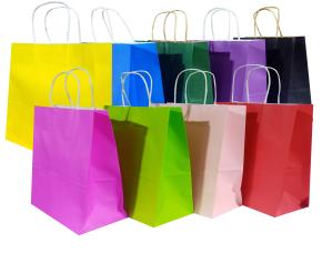 Bolsa Mediana Kraft Colores Varios P.regalo 22X27X11Cm